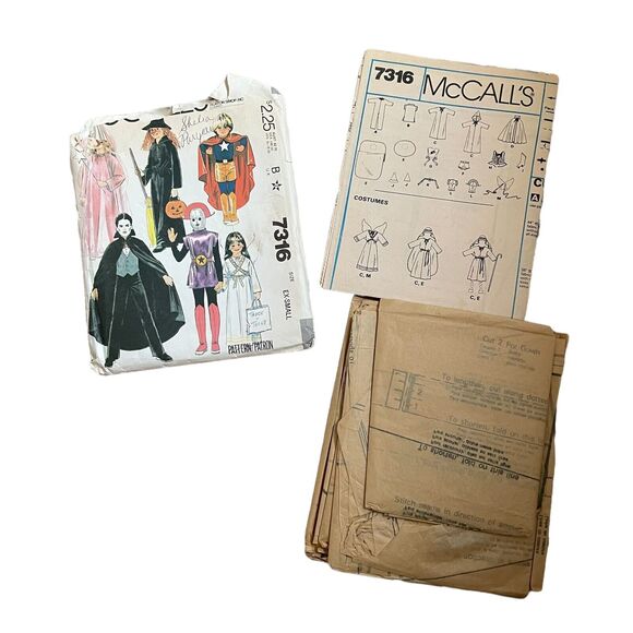 7316 Vintage McCalls Pattern XS Girls Boys Halloween Costume Cape Witch Angel - Picture 5 of 7